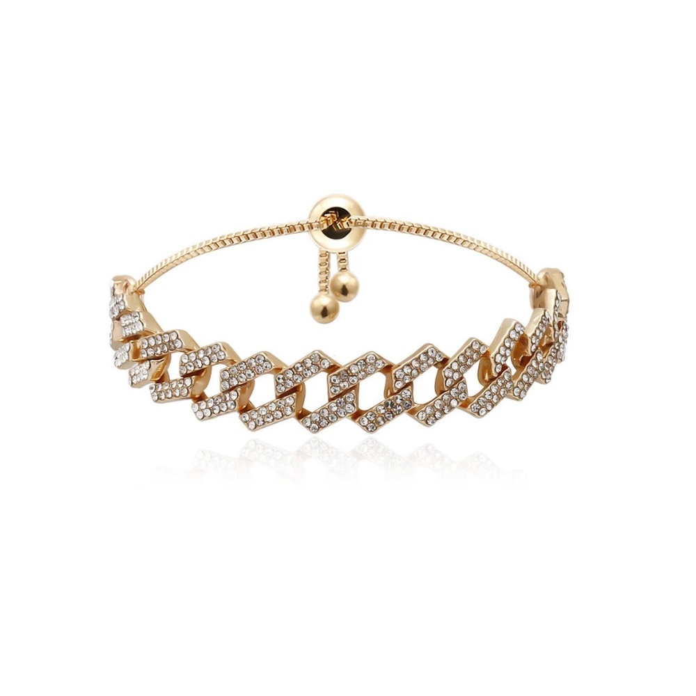 Cuban Full Crystal Rhinestone Link Chain Anklet, Micro Paved - Picture 5 of 10